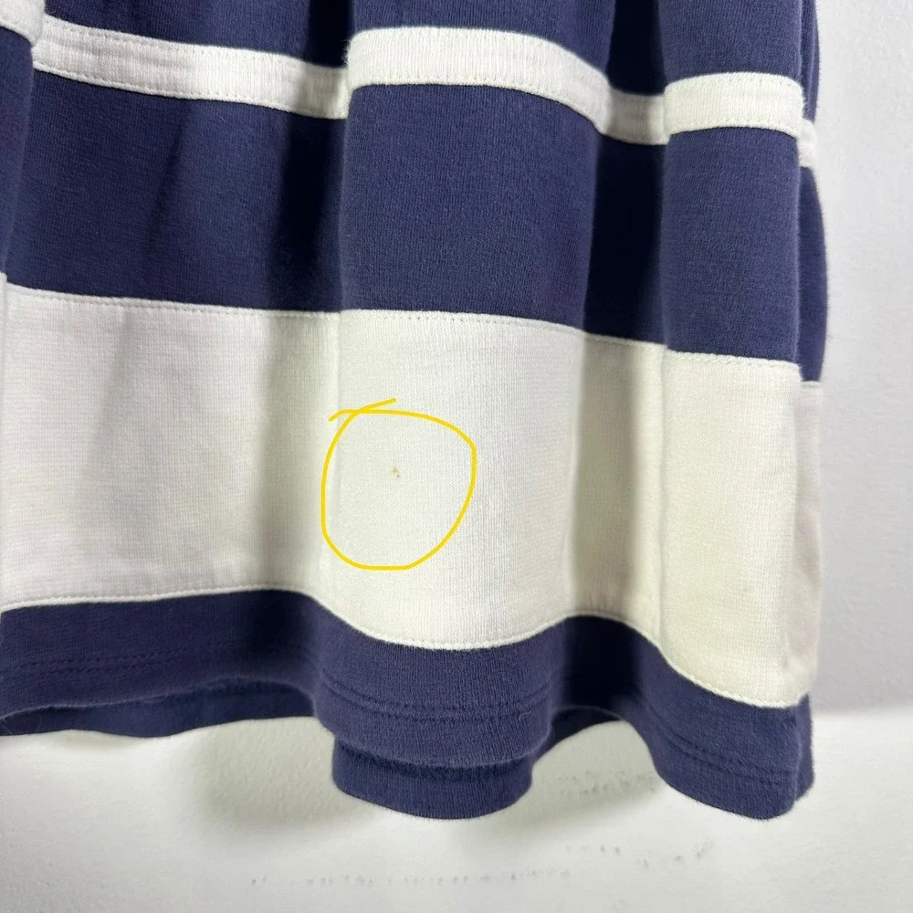 Gymboree Girls Navy Blue White Striped Drop Waist Peter Pan Collar Dress Size 7